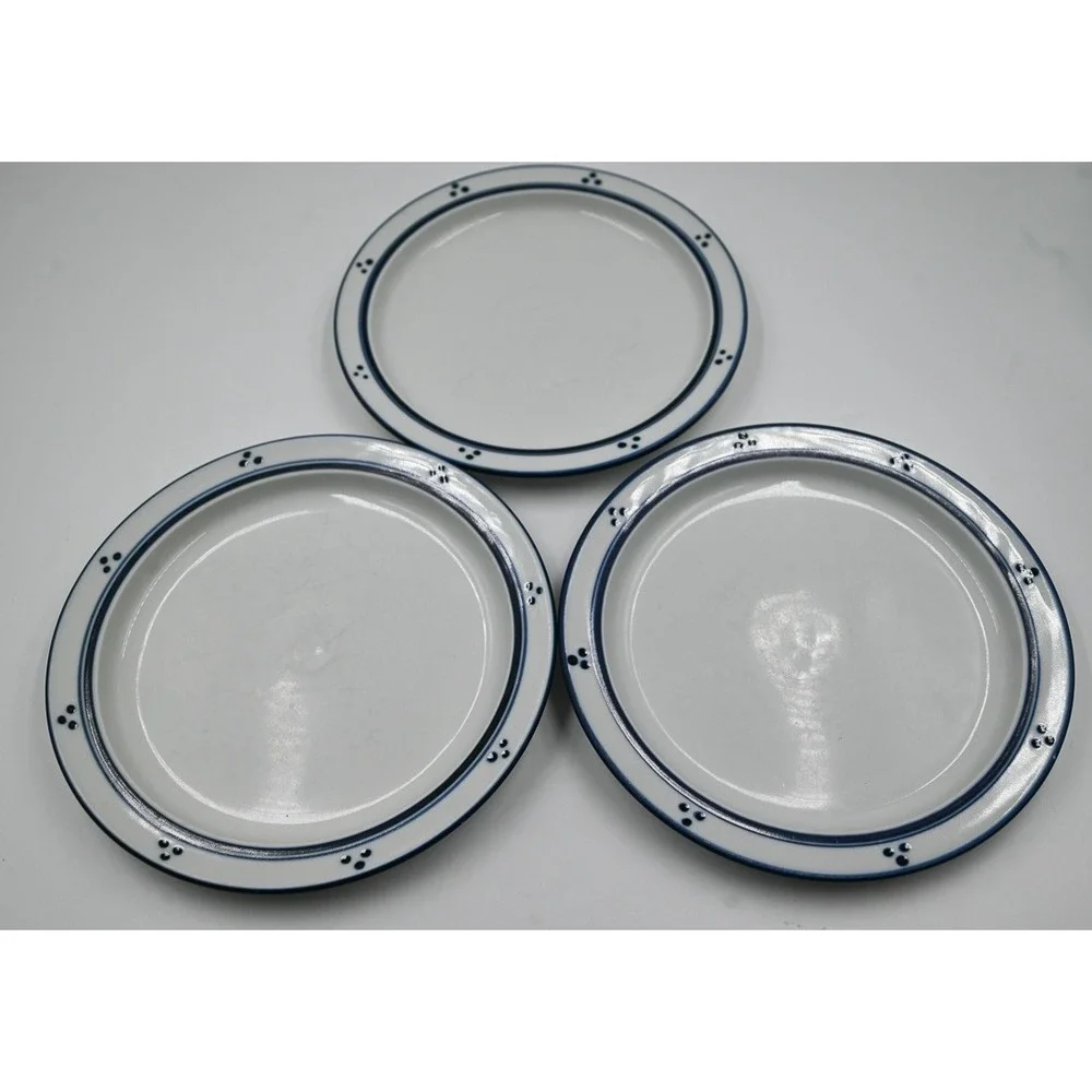 Dansk Bistro Fredricksborg Blue Rimmed Soup Bowl & 3 Salad Plates Japan
